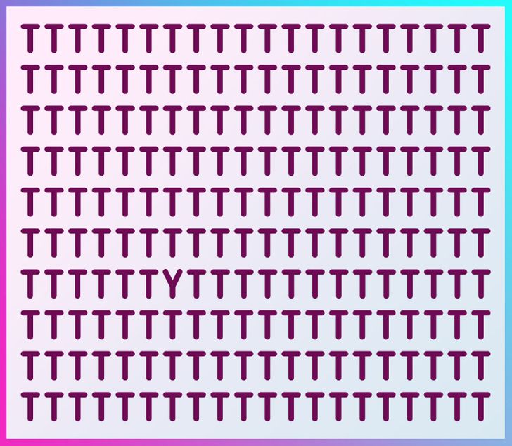 Vision and attention test: find a different letter or number within 5 seconds