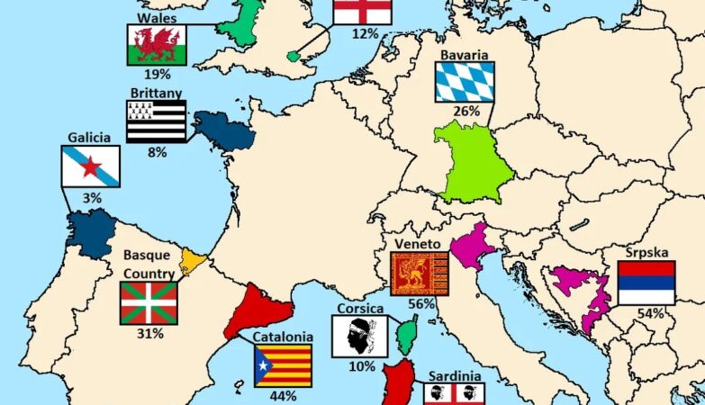 Catalonia, Scotland? Map shows that the largest independent “kingdom” is in Italy