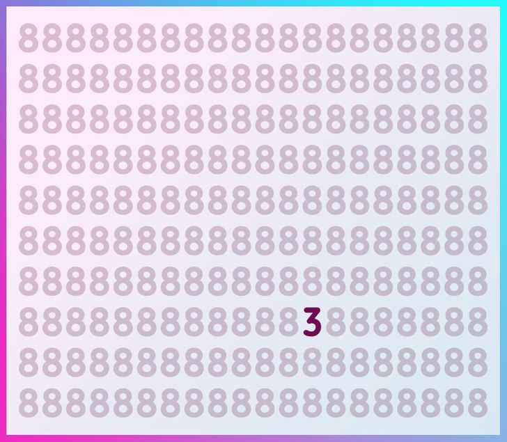 Vision and attention test: find a different letter or number within 5 seconds