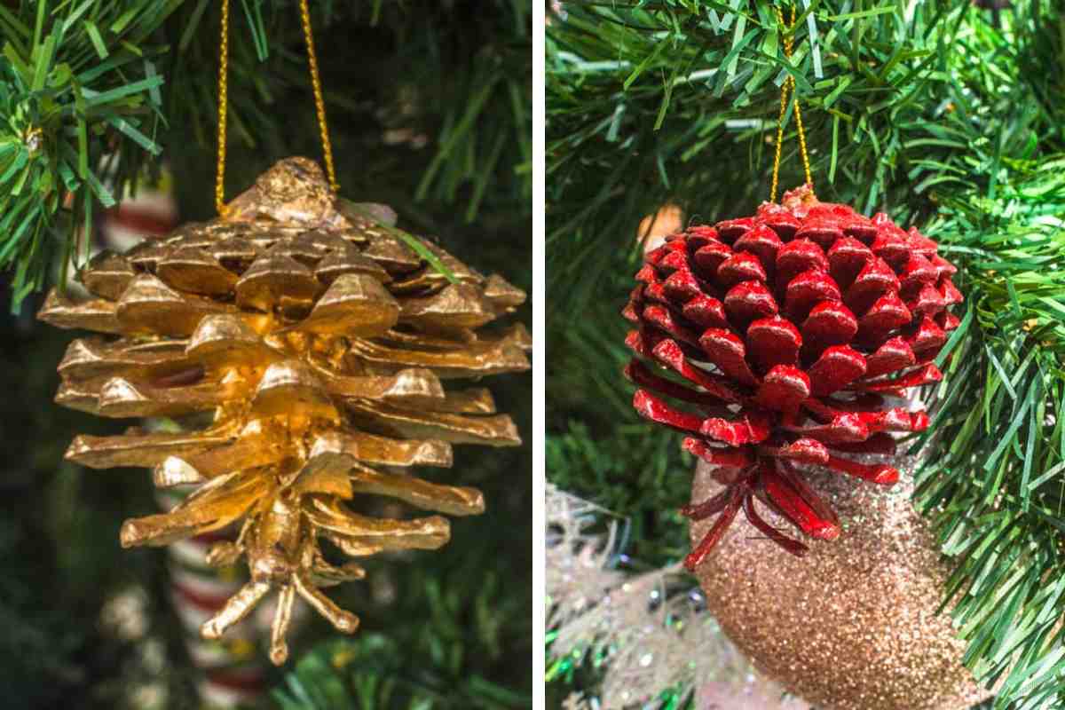 The house is festive with pine cones decorating for the Christmas holidays