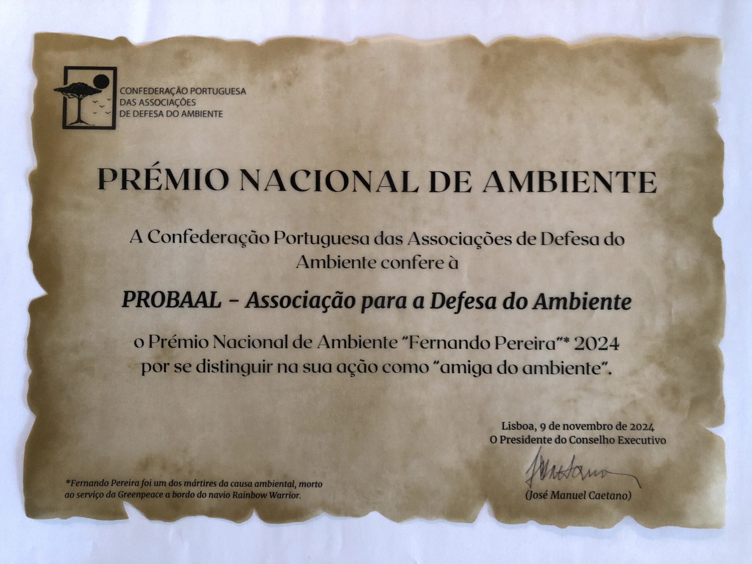 PROBAAL – Pro Barrocal Algarvio wins National Environmental Award “Fernando Pereira“ 2024