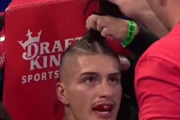 Austin DeAnda had his hair cut during a boxing match