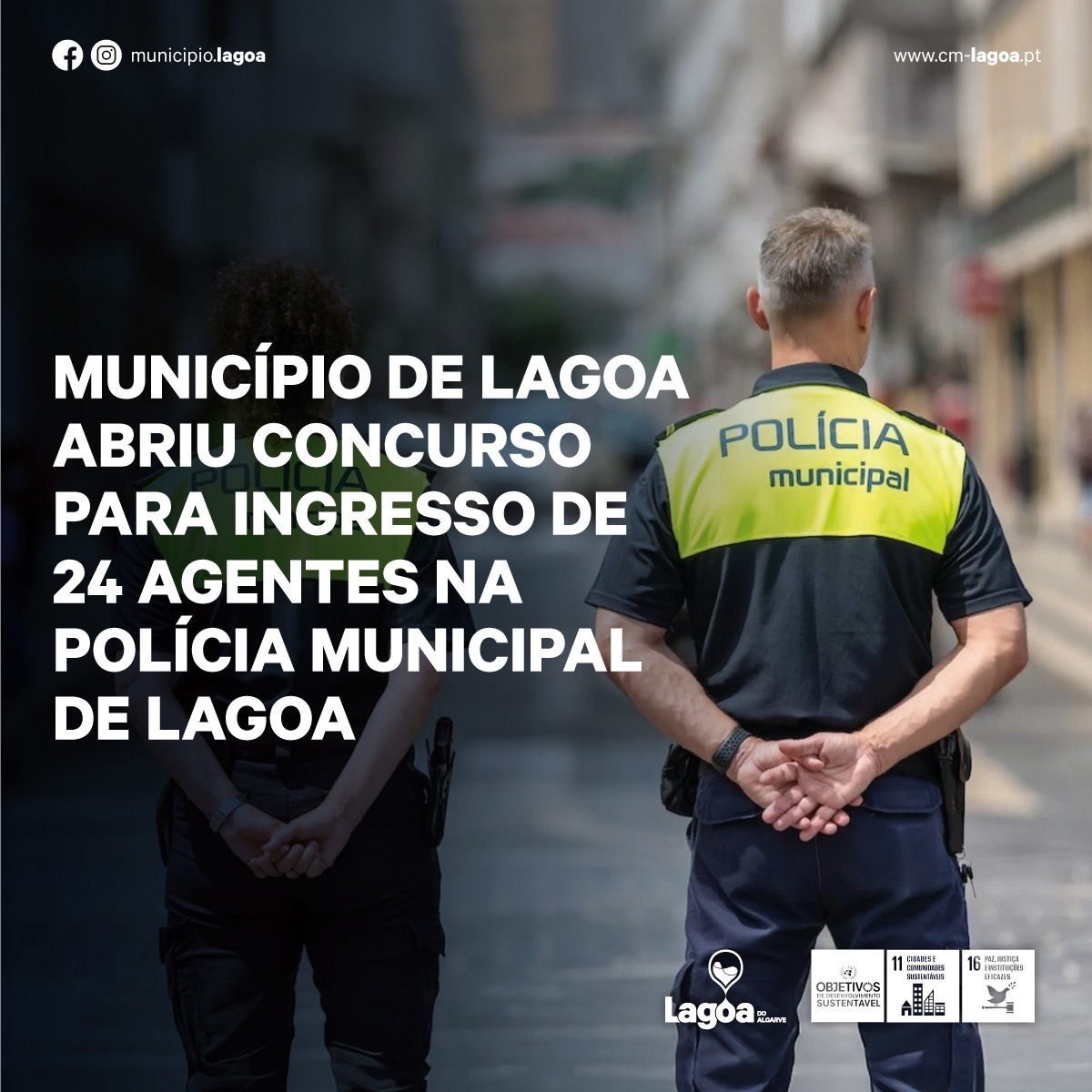 Open competition for 24 agents to join the Lagoa Municipal Police