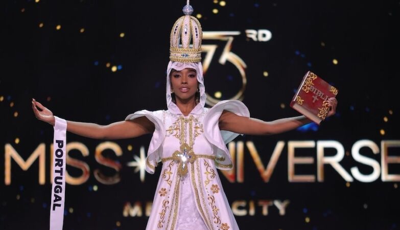 Miss Portugal generates controversy at Miss Universe dressed as Our Lady and with Bible in hand