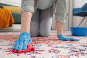 Rub it into the carpet and vacuum it, and it will be fluffy as new. Clean and smelling fresh. Home way to wash a carpet