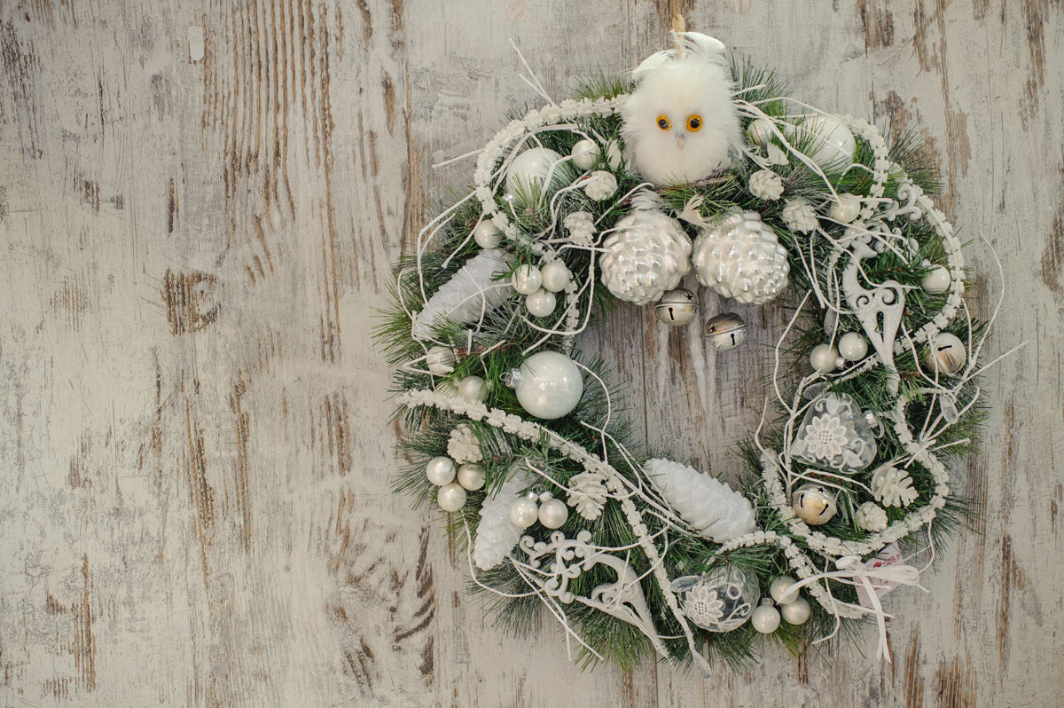 Shabby wreath with pine branches