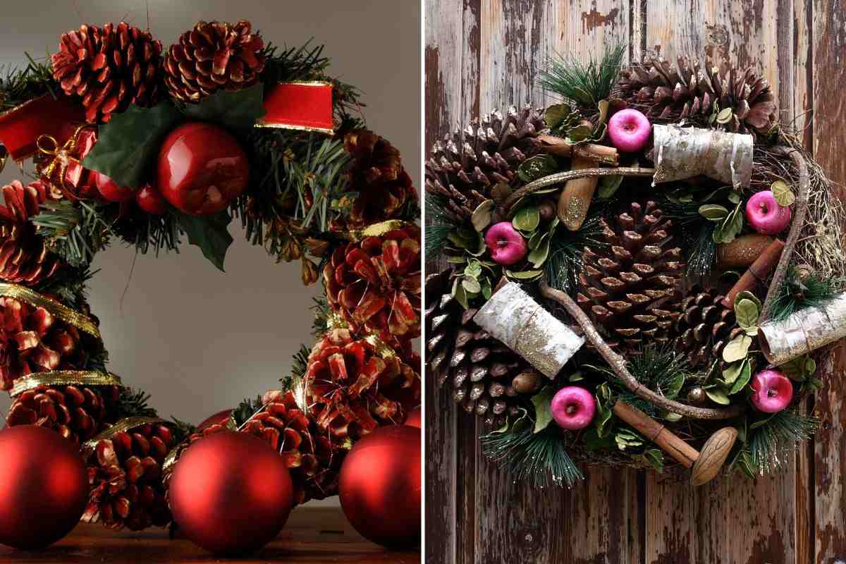 how to make Christmas wreaths with pine cones