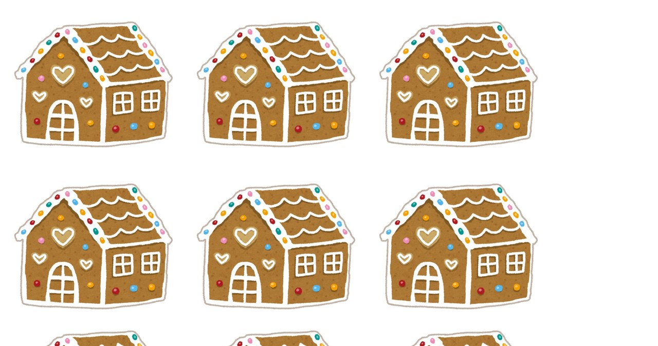 Which gingerbread house is different from the others? /Canva Pro