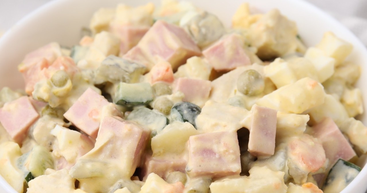 Salad with ham and unique sauce. Even my mother-in-law will ask for the recipe