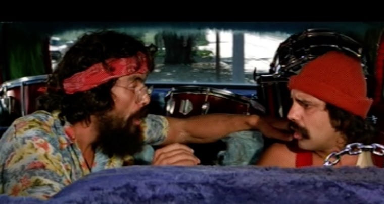 Tommy Chong, left, and Cheech Marin in "Up in Smoke."