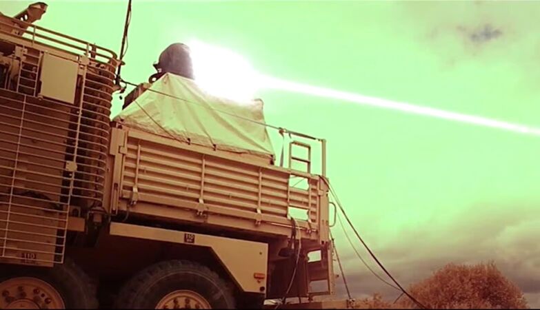 For the first time, a British soldier fired a laser weapon