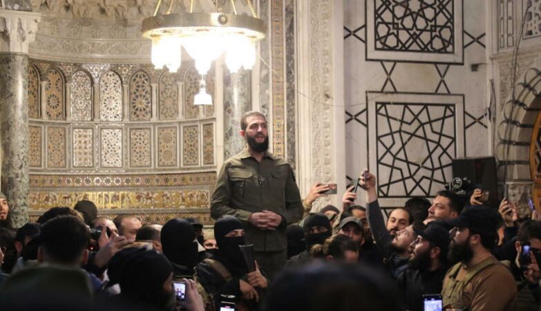 Syrian rebel leader speaks at historic Umayyad mosque