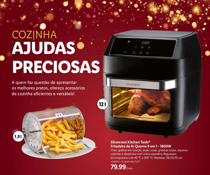 The 9-in-1 Air Fryer with rotating basket and 12 liter capacity has arrived at Lidl