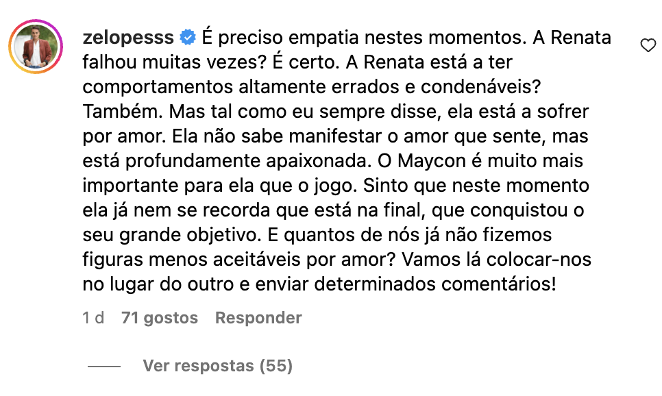 Zé Lopes “wholesale” after comment about Renata: “The girl is destroyed…”