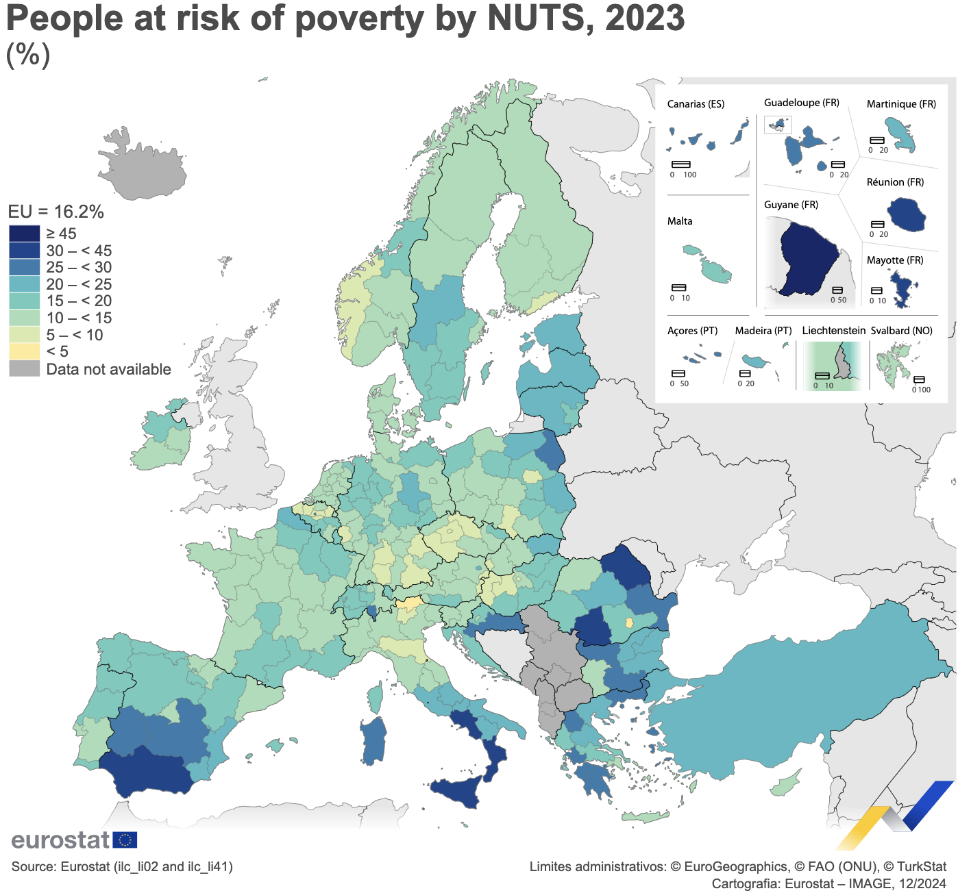 Algarve and islands have a higher risk of poverty in the Iberian Peninsula, worse only in Andalusia