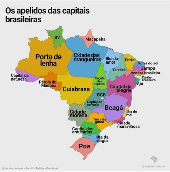 Find out what the nicknames of all Brazilian capitals are