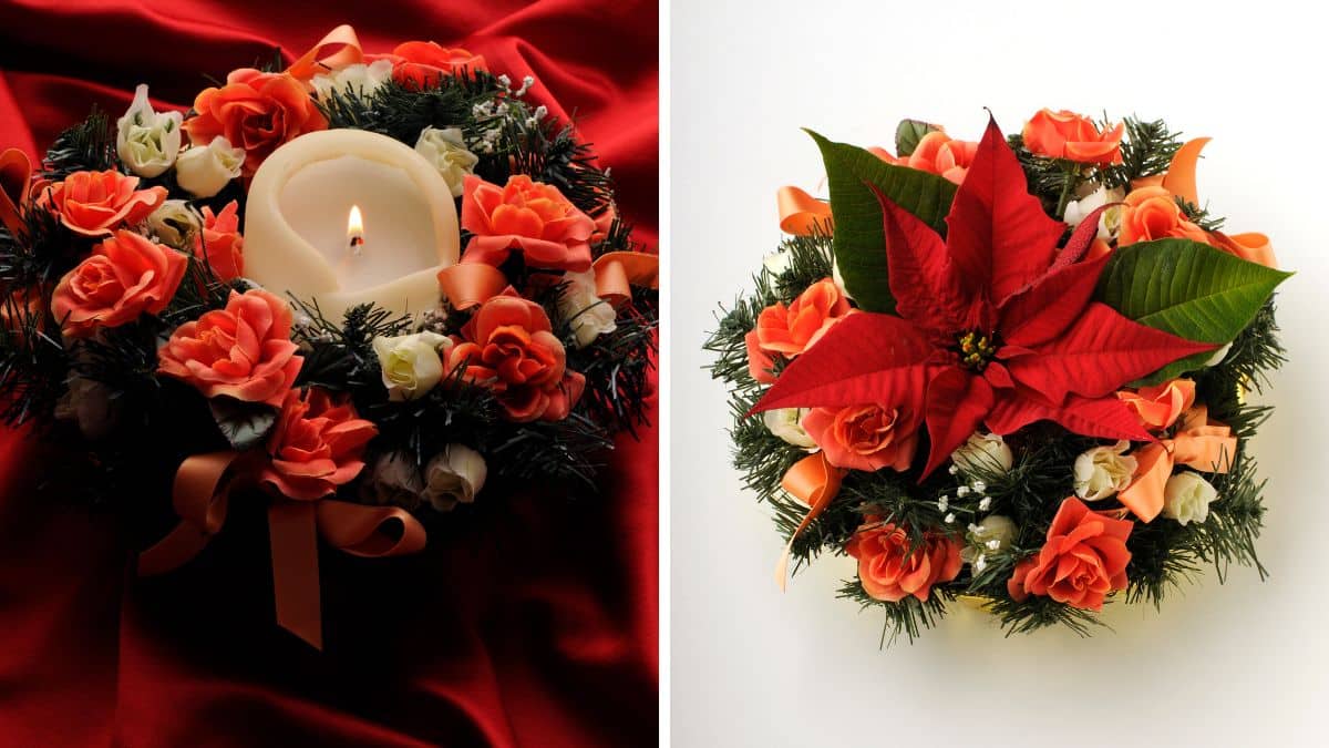 Christmas centerpiece with flowers