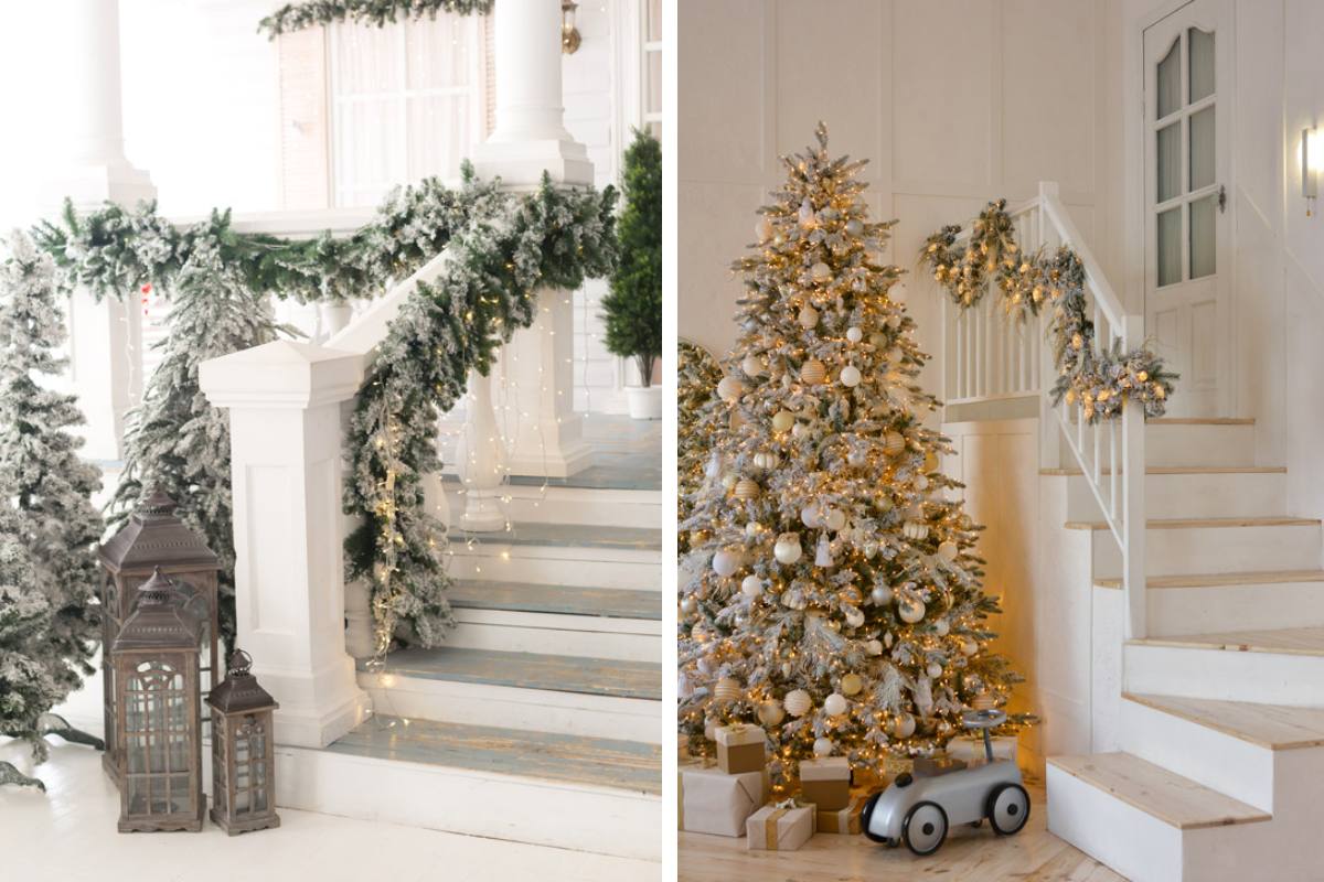 Christmas decorations for internal stairs of the house