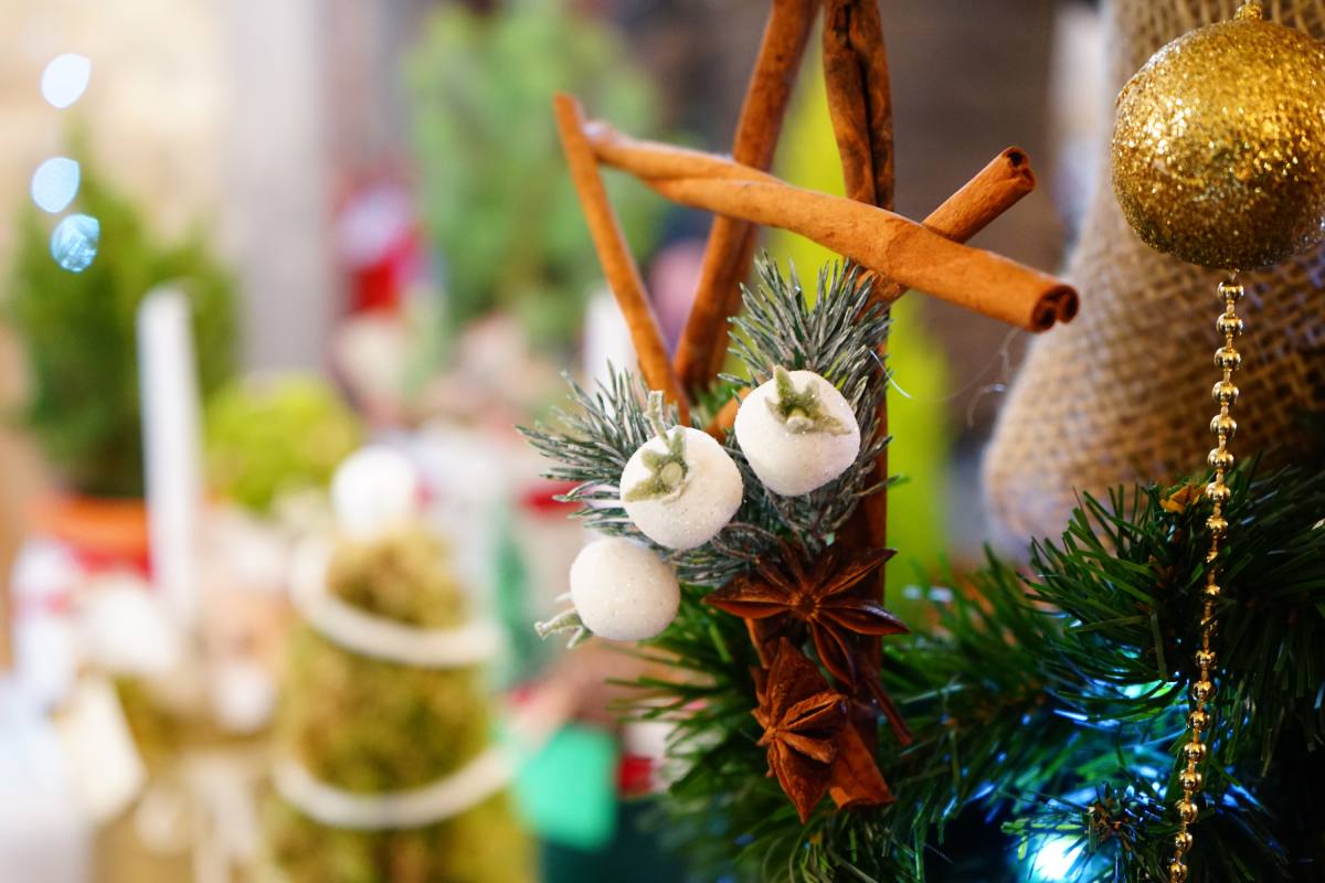 Christmas tree with natural decorations