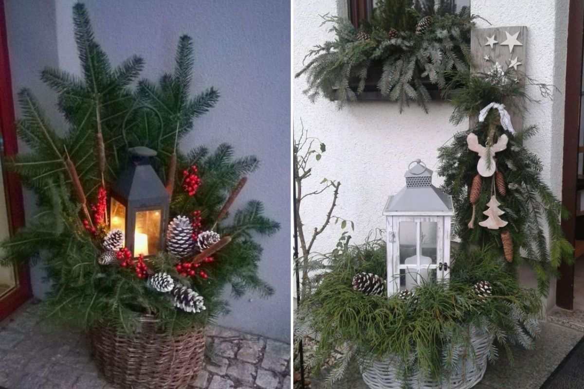 create Christmas baskets with lanterns