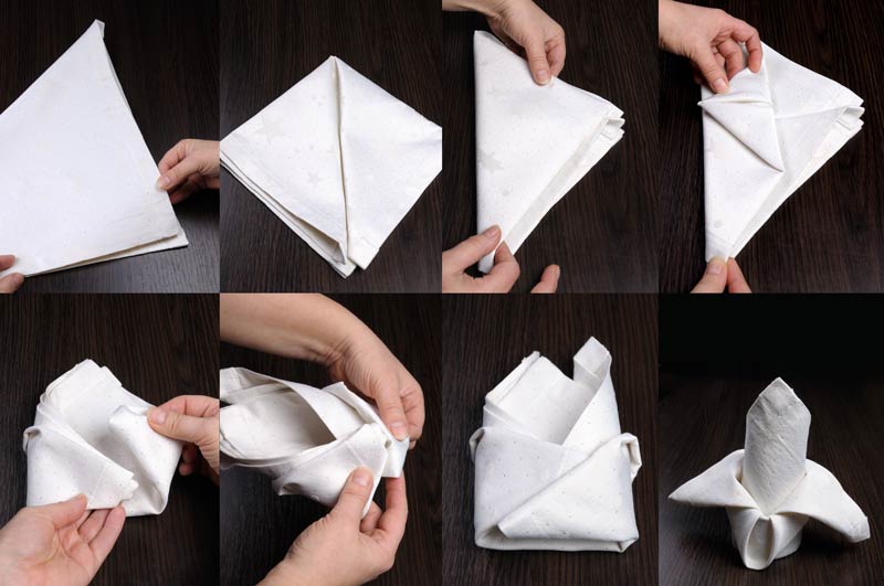 Tutorial for folding napkins in an original way to decorate the table.
