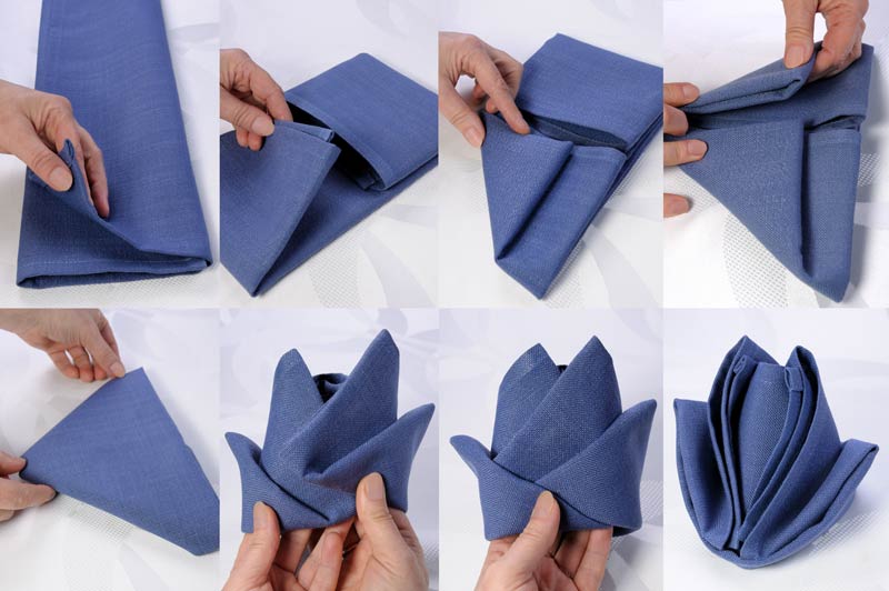 Tutorial for folding cloth napkins for an original table.