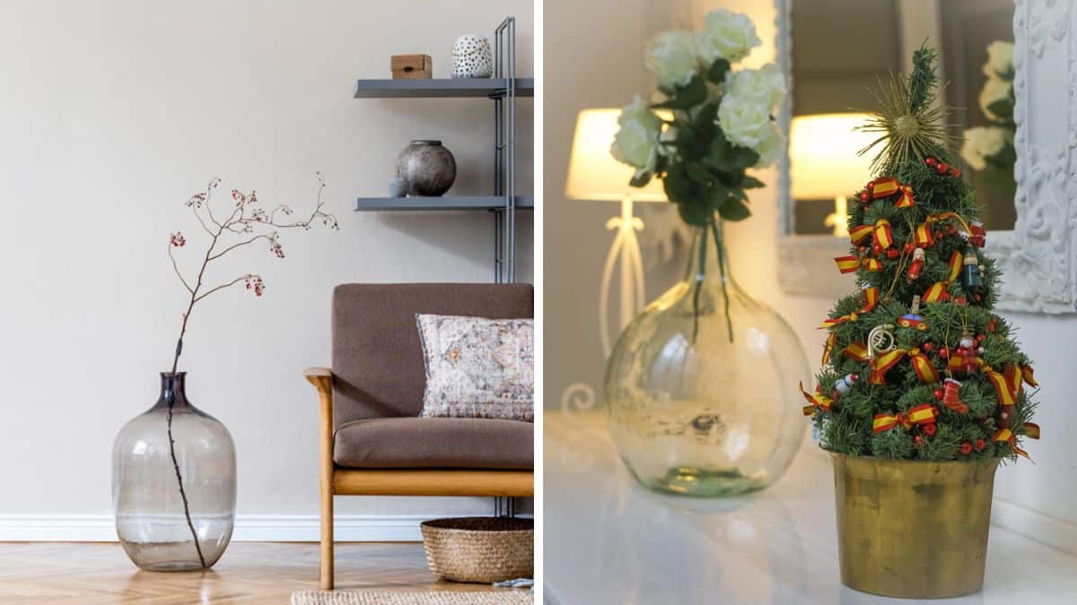 decorative vase with old demijohn