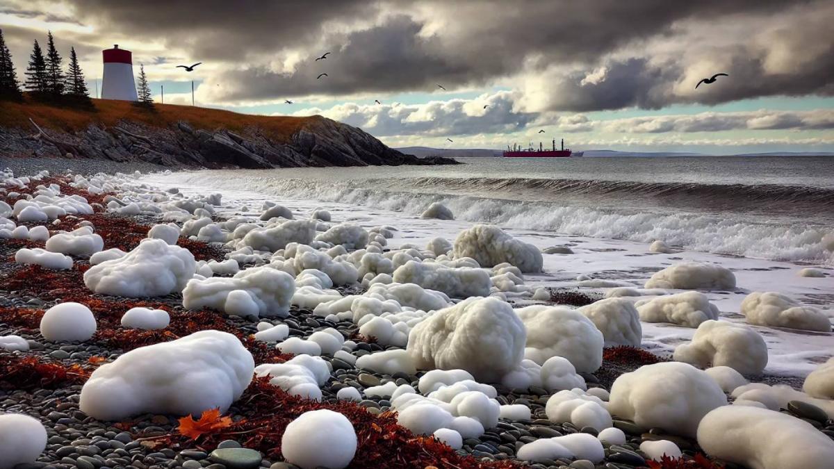He walks along the coast and stumbles upon some mysterious lumps that keep biologists in suspense: "No natural origin"