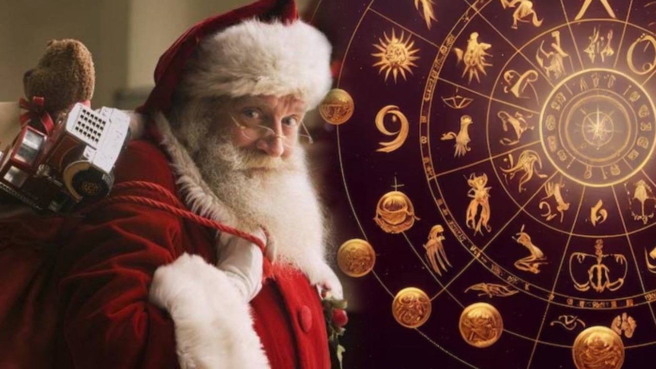 Two zodiac signs catch God by the foot on Christmas Eve. Santa brings happiness and love to the natives