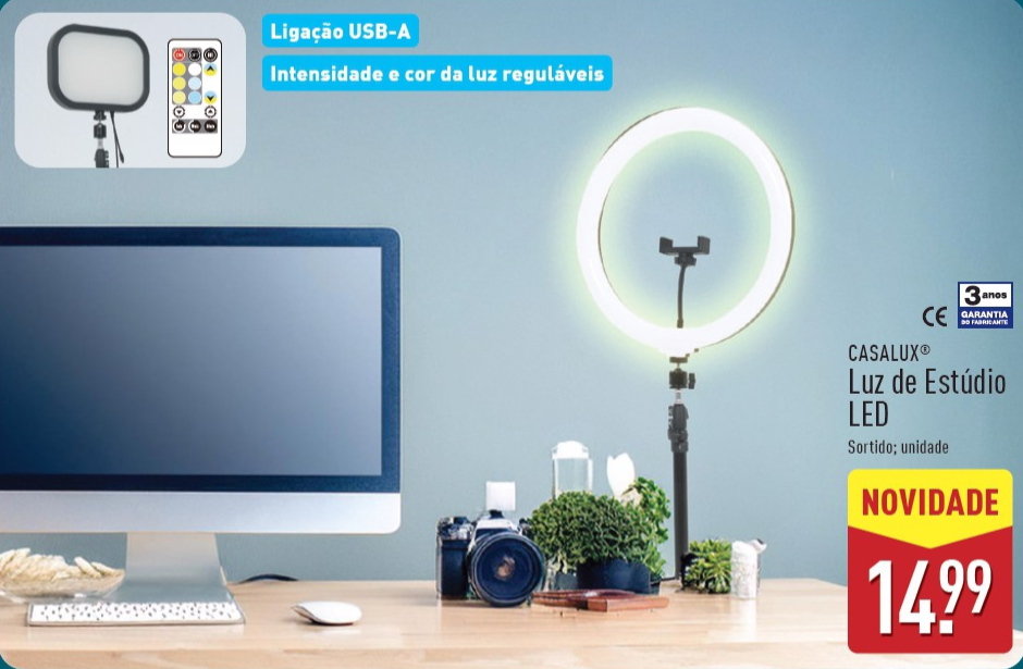 'LED studio light' at ALDI with 3 Year warranty for less than €15
