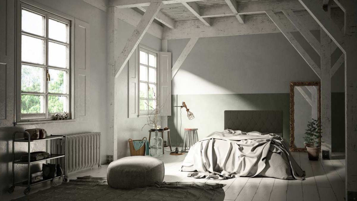 shabby chic furnishings with exposed beams