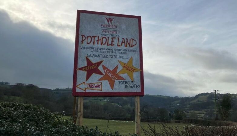 There is a village in Wales where a road full of potholes has become a tourist attraction