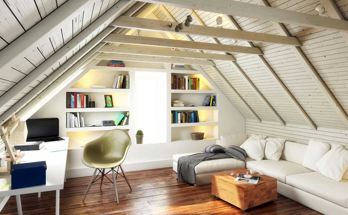 furnished office in the attic