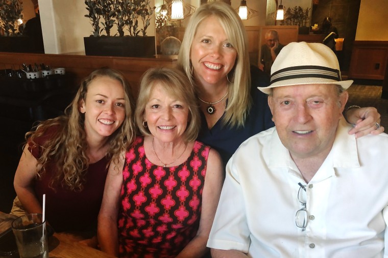 Margaret Caldwell, left, with her sister, Kathleen, and their parents.