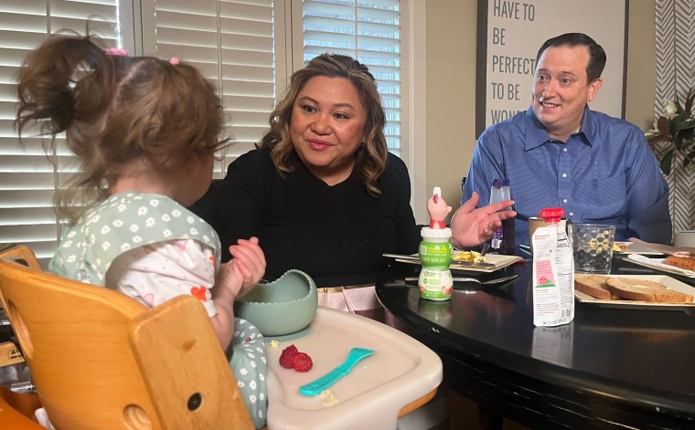 A family sitting down to breakfast in Texas, where there has been a measles outbreak. 