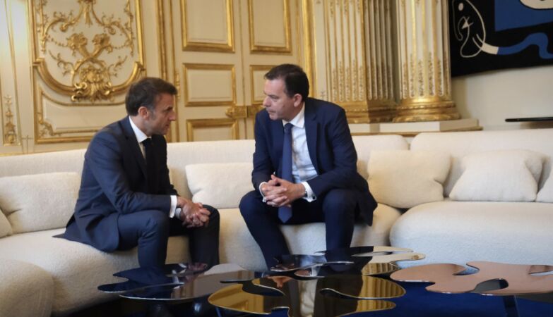 France President Emmanuel Macron and Prime Minister Luís Montenegro in Paris.