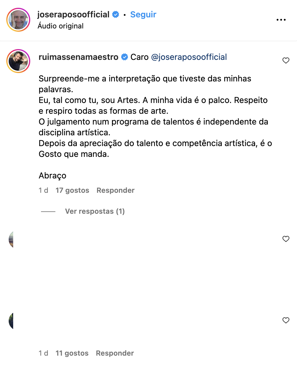 “ this is so sad ”. José Raposo receives response from Rui Massena after outburst