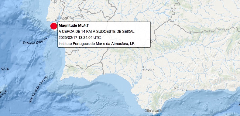 4.7 earthquake registered in Seixal was felt in the Algarve and in other regions