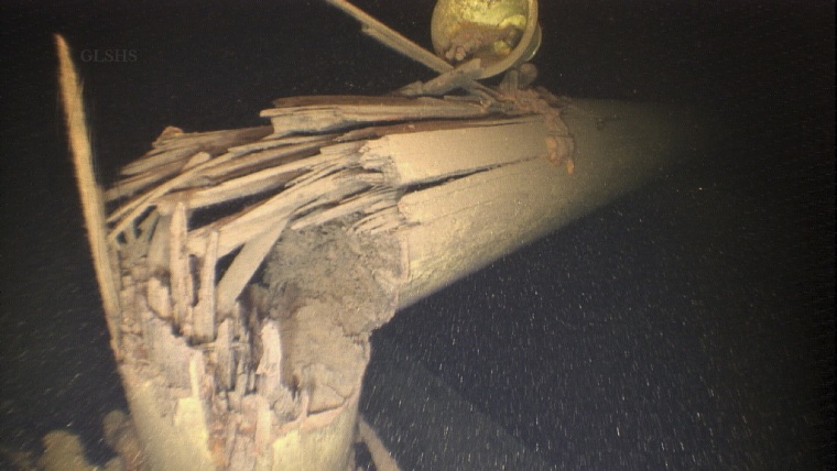 The broken mast from the Western Reserve, a merchant ship that sank in Lake Superior in 1892 off Michigan’s Upper Peninsula.