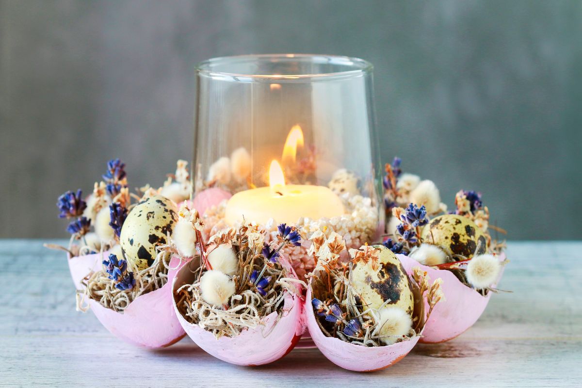 Easter centerpiece with candle