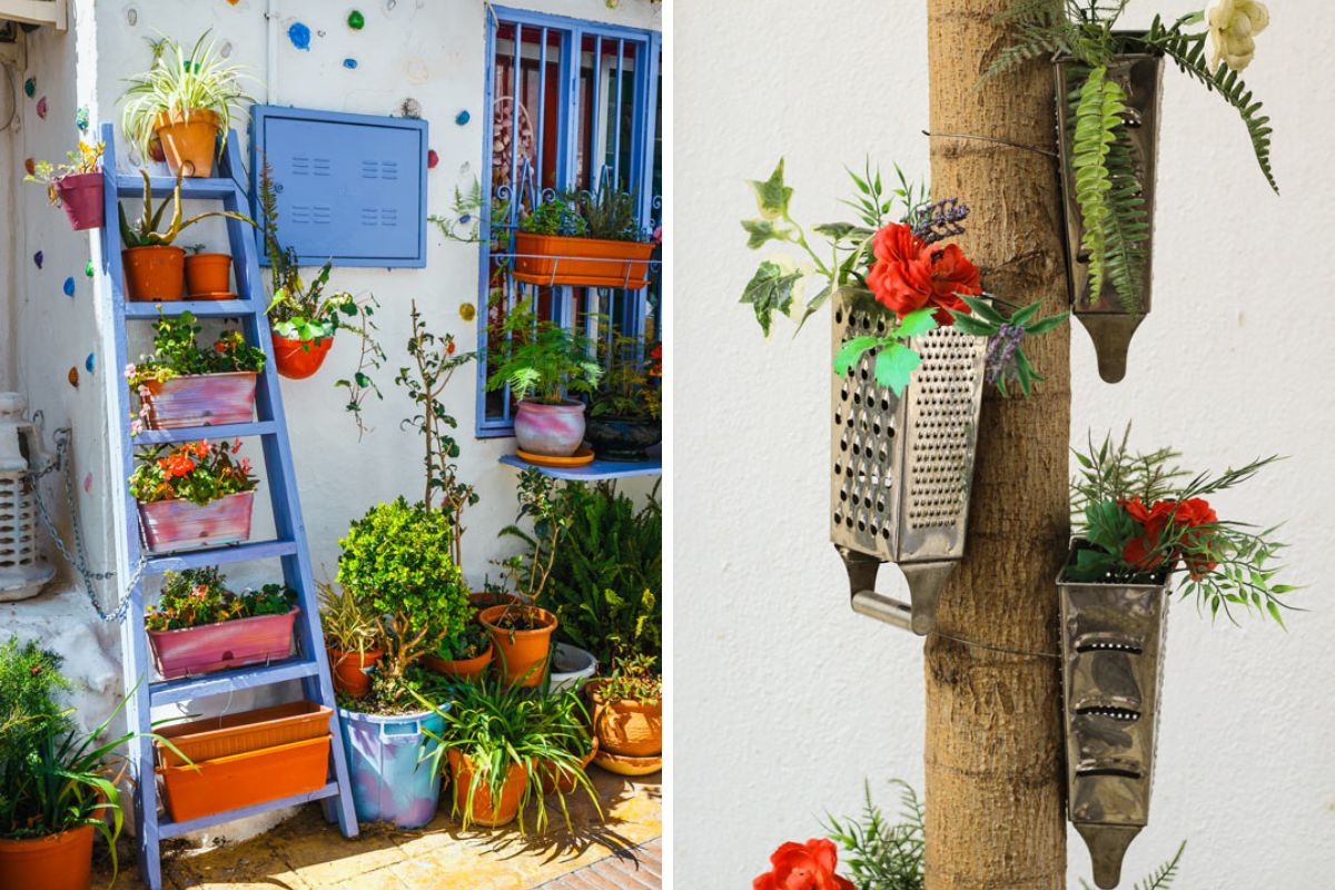 Vertical garden with recycled materials