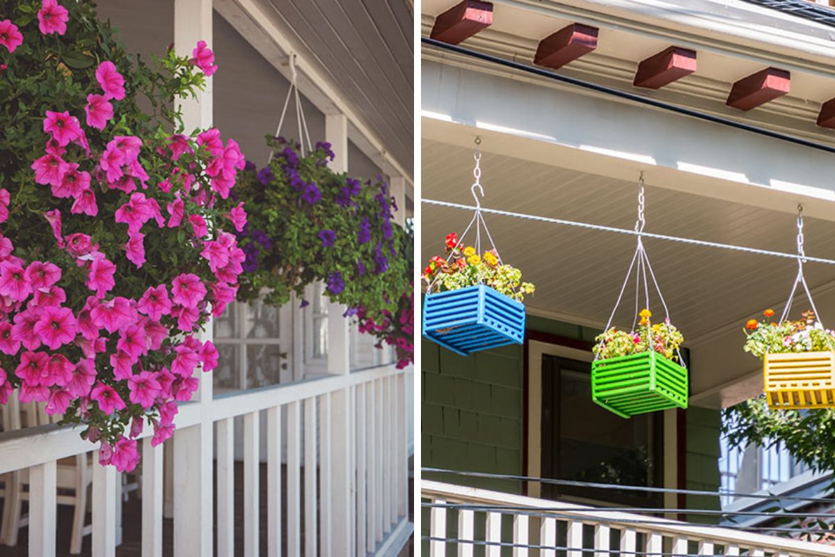 Porch with wooden boxes