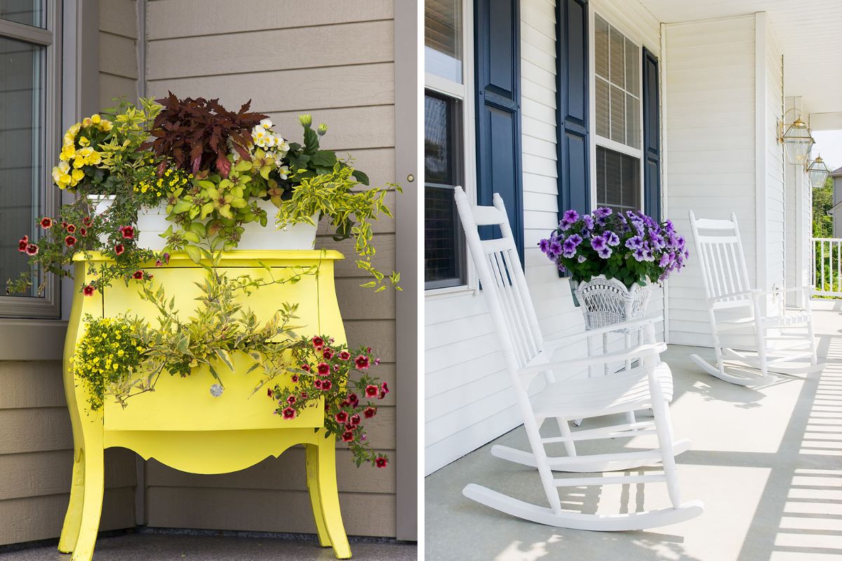 Portico with flowers for spring