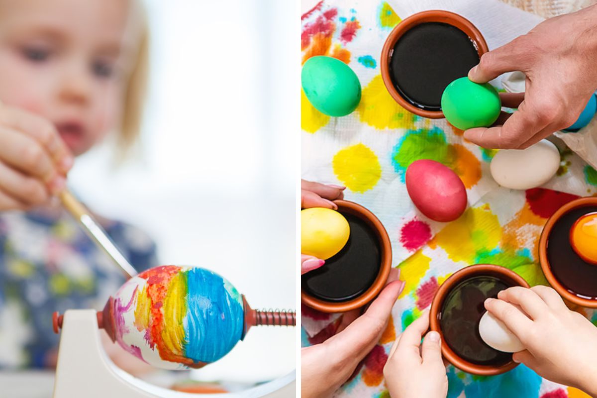 Easter chores colored eggs