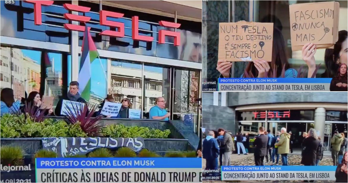 About 10 people attended the demonstration against Musk in Lisbon About 10 people attended the demonstration against Musk in Lisbon