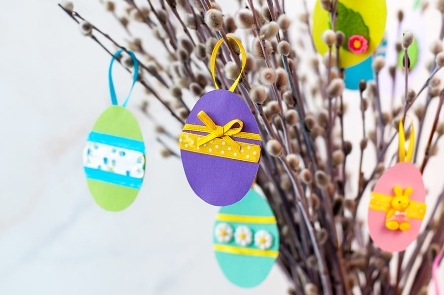 Easter tree for children with paper eggs