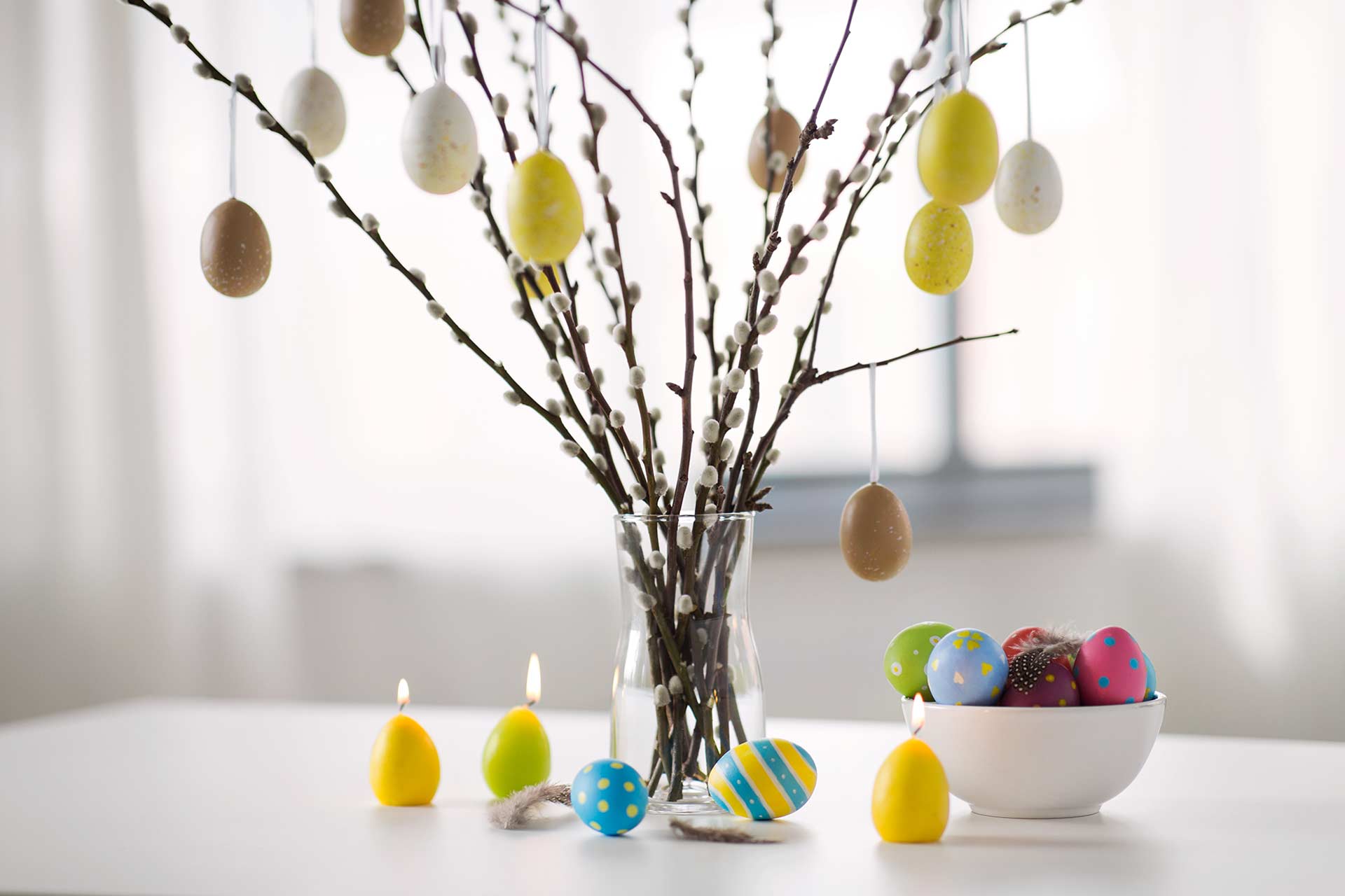 Easter tree with colored eggs