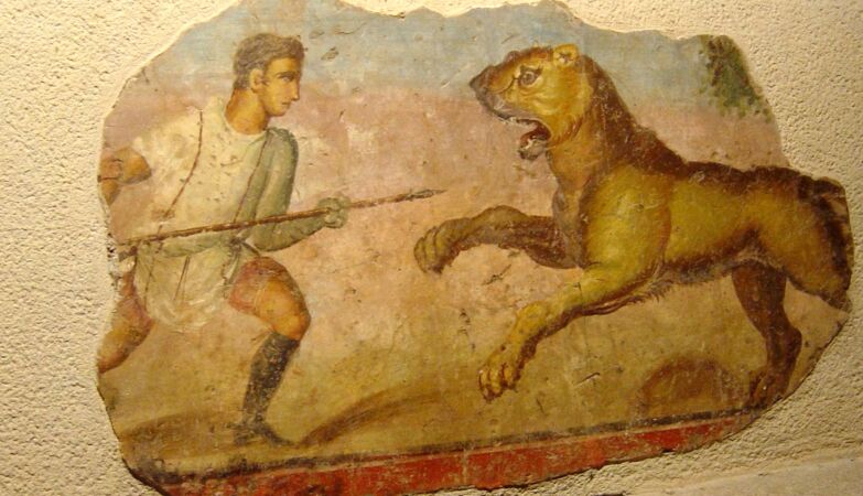 It was devoured by a lion. Was it a gladiator or a condemned prisoner?