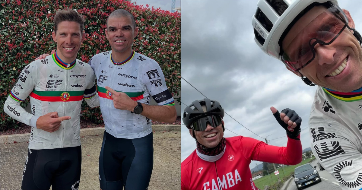 Pepe joined the champion Rui Costa for a cycling day