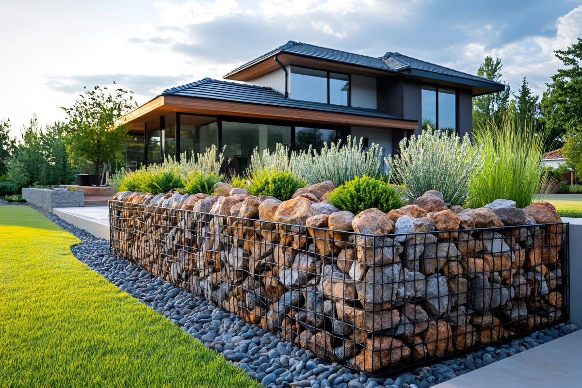 Flower beds with stones